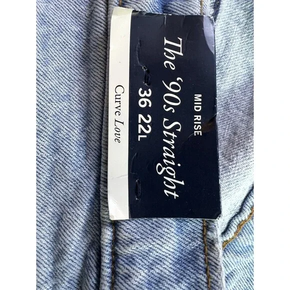 Abercrombie & Fitch Curve Love The 90s Straight Mid Rise Jeans Womens Sz 22 Long - Picture 4 of 8